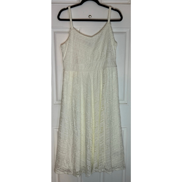 Women's Torrid Plus Size 0X White Midi Lace Skater Dress - Picture 7 of 11